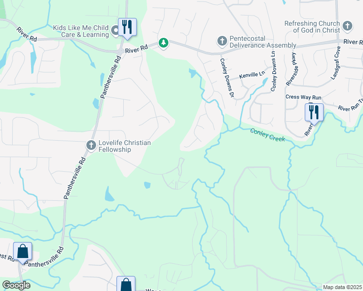 map of restaurants, bars, coffee shops, grocery stores, and more near 2860 River Close Drive in Decatur