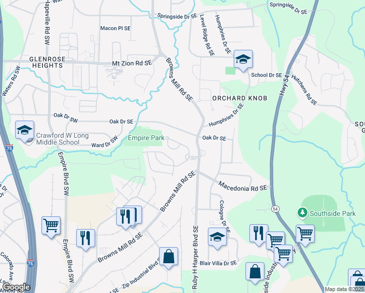 map of restaurants, bars, coffee shops, grocery stores, and more near 481 Jefferson Chase Circle in Atlanta