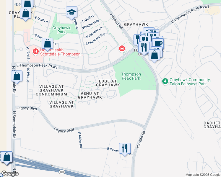 map of restaurants, bars, coffee shops, grocery stores, and more near 20100 North 78th Place in Scottsdale