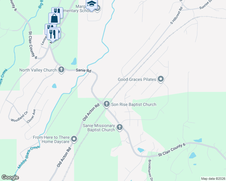 map of restaurants, bars, coffee shops, grocery stores, and more near 95 Dixon Lane in Odenville