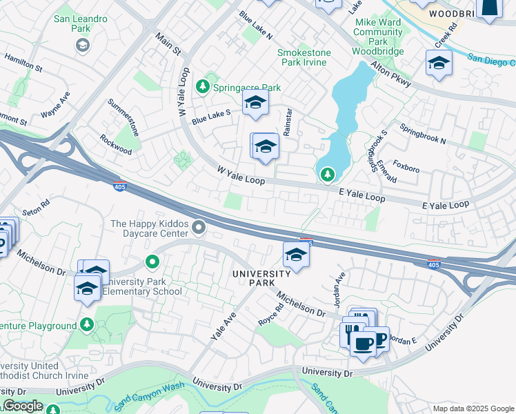 map of restaurants, bars, coffee shops, grocery stores, and more near 156 Clearbrook in Irvine