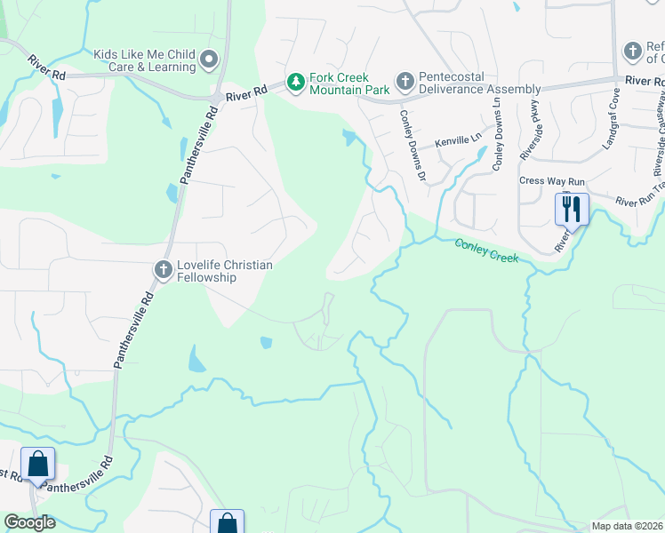 map of restaurants, bars, coffee shops, grocery stores, and more near 2864 River Close Drive in Decatur