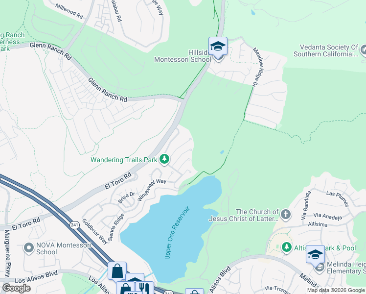 map of restaurants, bars, coffee shops, grocery stores, and more near 27 Copperstone in Mission Viejo