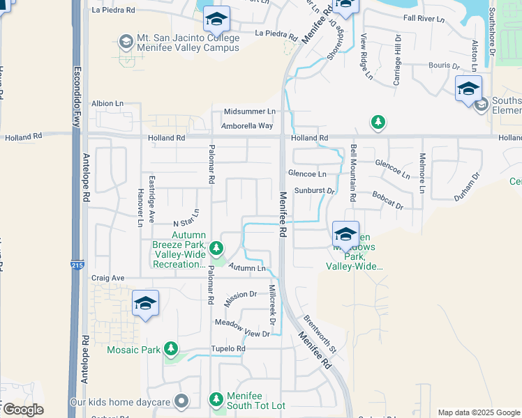 map of restaurants, bars, coffee shops, grocery stores, and more near 31282 Gardenside Lane in Menifee