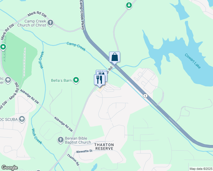 map of restaurants, bars, coffee shops, grocery stores, and more near 192 Mahnaz Drive in Atlanta