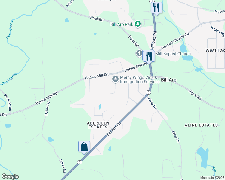 map of restaurants, bars, coffee shops, grocery stores, and more near 5077 Fieldview Drive in Douglasville