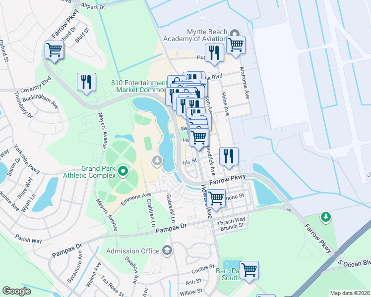 map of restaurants, bars, coffee shops, grocery stores, and more near in Myrtle Beach