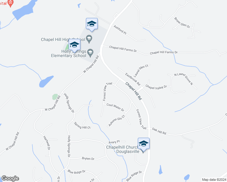 map of restaurants, bars, coffee shops, grocery stores, and more near 5085 Forest View Trail in Douglasville
