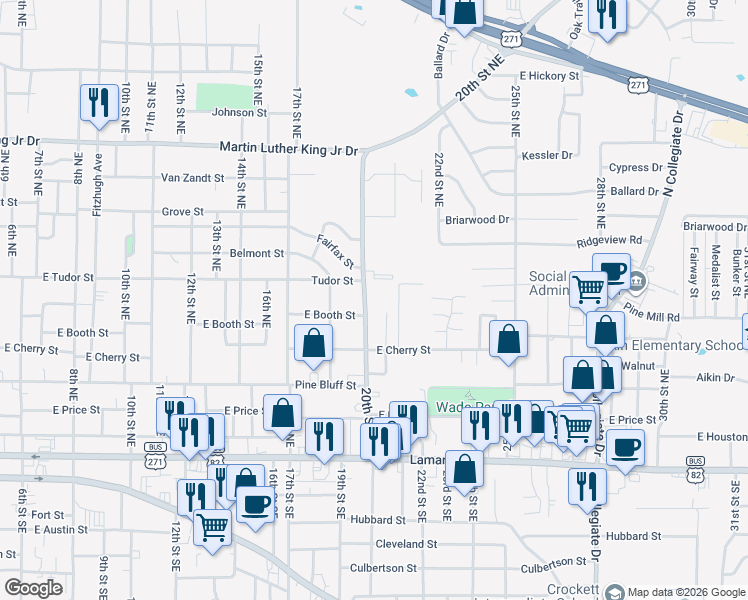 map of restaurants, bars, coffee shops, grocery stores, and more near 630 20th Street Northeast in Paris