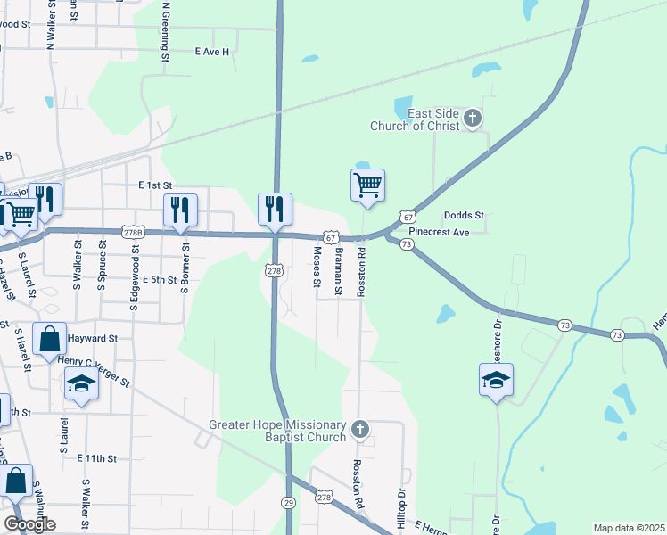 map of restaurants, bars, coffee shops, grocery stores, and more near 304 Brannan Street in Hope