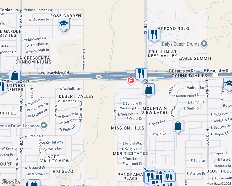 map of restaurants, bars, coffee shops, grocery stores, and more near 19800 North 7th Street in Phoenix