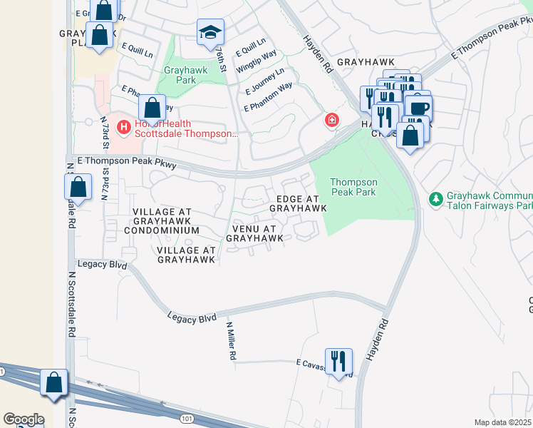 map of restaurants, bars, coffee shops, grocery stores, and more near in Scottsdale