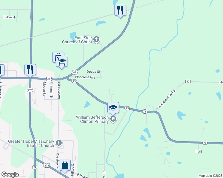 map of restaurants, bars, coffee shops, grocery stores, and more near 2406 Rocky Mound Road in Hope