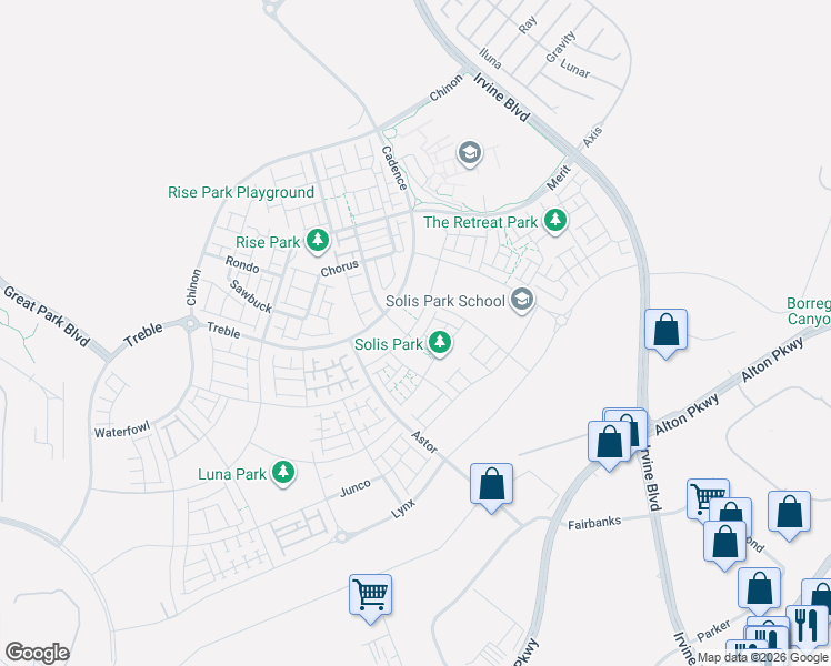 map of restaurants, bars, coffee shops, grocery stores, and more near Baluster in Irvine