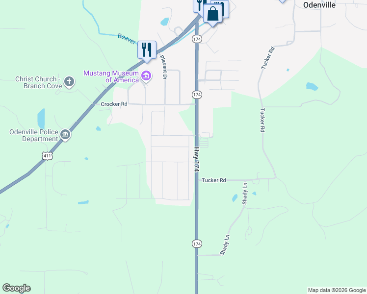 map of restaurants, bars, coffee shops, grocery stores, and more near in Odenville