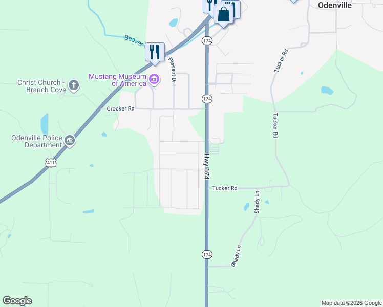 map of restaurants, bars, coffee shops, grocery stores, and more near in Odenville