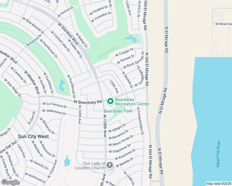 map of restaurants, bars, coffee shops, grocery stores, and more near 20219 North 126th Avenue in Sun City West