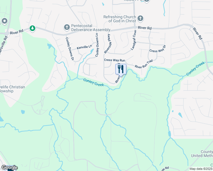 map of restaurants, bars, coffee shops, grocery stores, and more near 3949 Riverside Parkway in Decatur