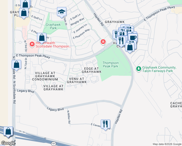 map of restaurants, bars, coffee shops, grocery stores, and more near 20100 North 78th Place in Scottsdale