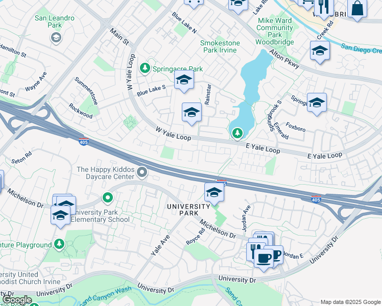 map of restaurants, bars, coffee shops, grocery stores, and more near 122 Clearbrook in Irvine