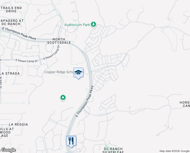 map of restaurants, bars, coffee shops, grocery stores, and more near 19997 North 101st Place in Scottsdale