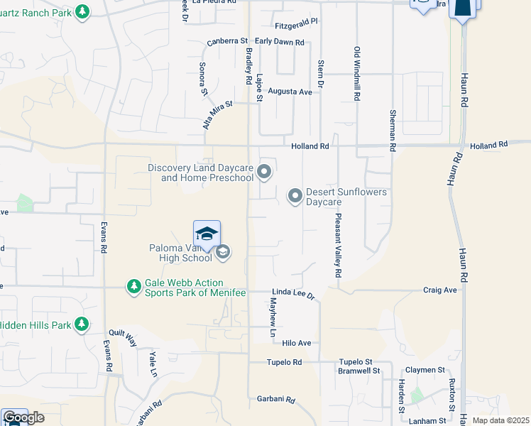 map of restaurants, bars, coffee shops, grocery stores, and more near 31250 Bradley Road in Menifee