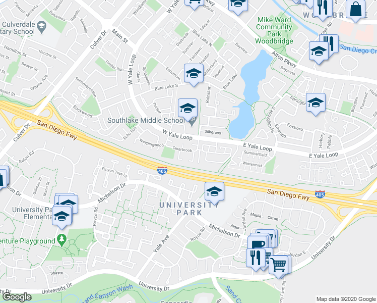 map of restaurants, bars, coffee shops, grocery stores, and more near 3 Fieldflower in Irvine