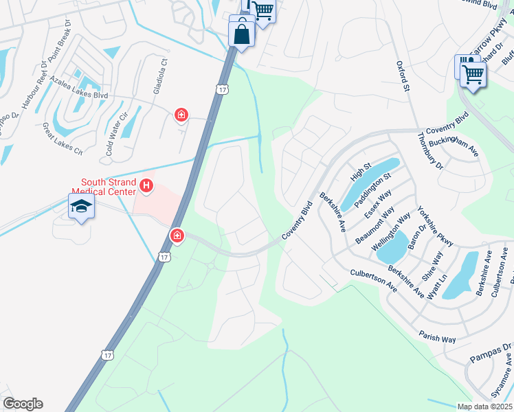 map of restaurants, bars, coffee shops, grocery stores, and more near 2100 Highway 15 in Myrtle Beach
