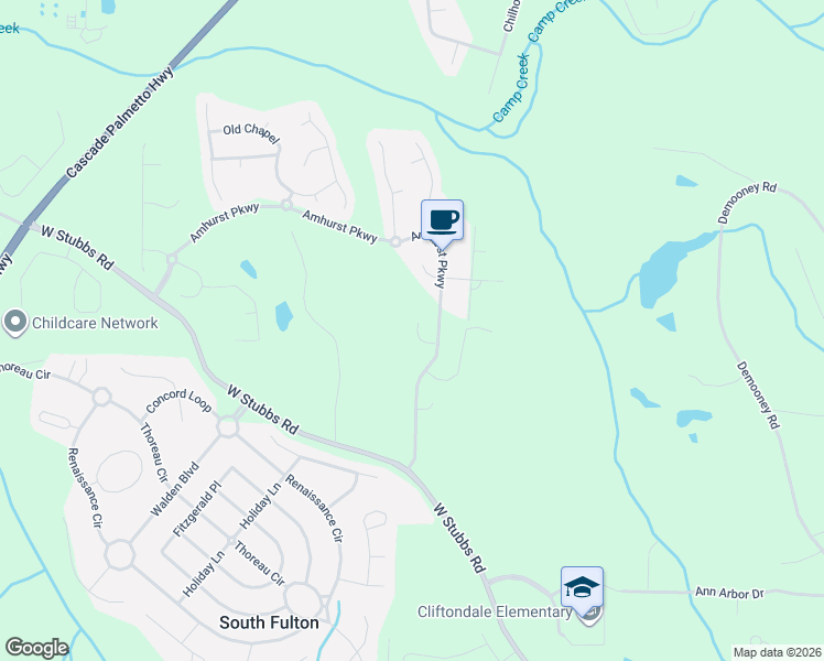 map of restaurants, bars, coffee shops, grocery stores, and more near 275 Redding Ridge in Atlanta