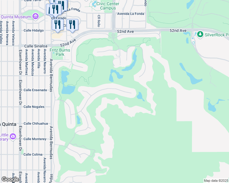 map of restaurants, bars, coffee shops, grocery stores, and more near in La Quinta