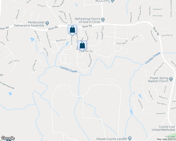 map of restaurants, bars, coffee shops, grocery stores, and more near 3991 Riverside Parkway in Decatur