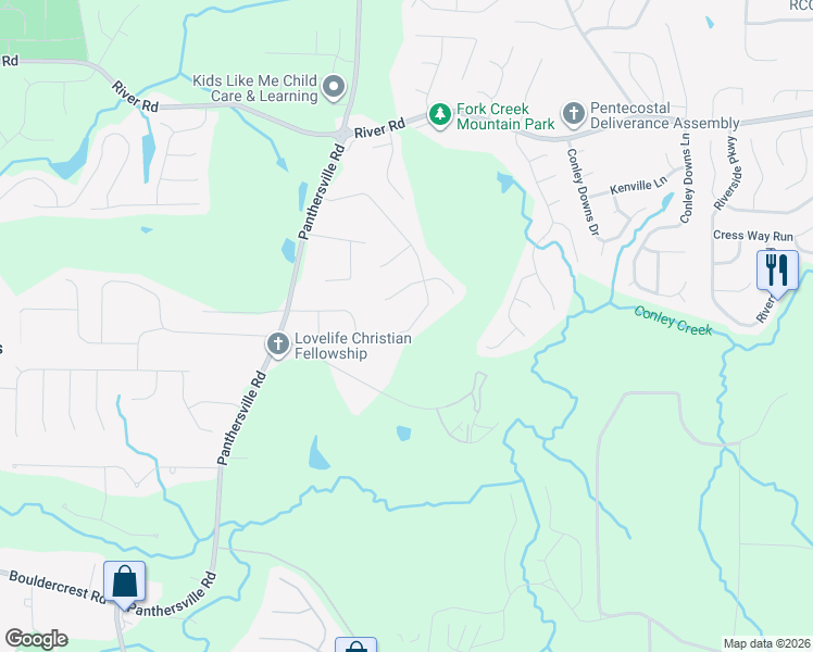 map of restaurants, bars, coffee shops, grocery stores, and more near 2919 Cedar Trace Drive in Ellenwood