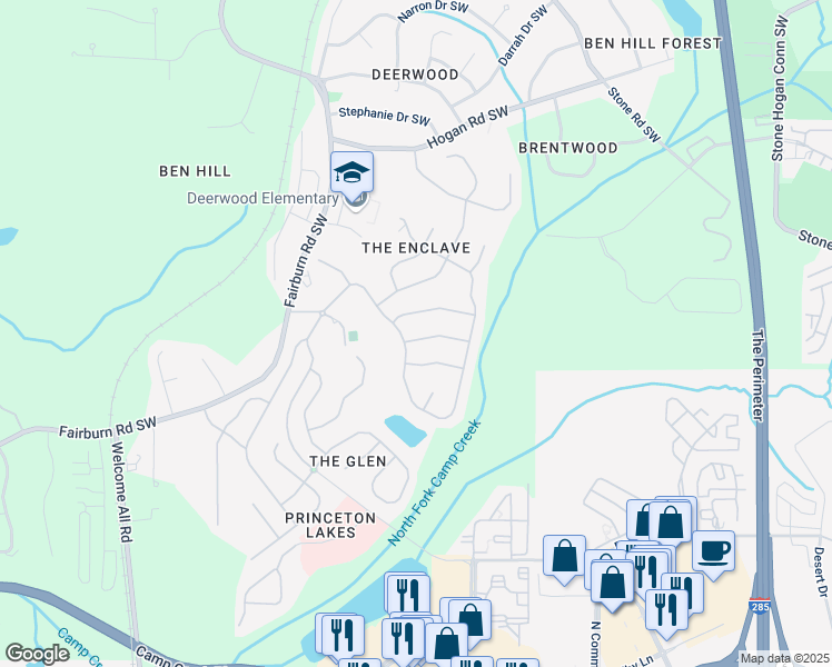 map of restaurants, bars, coffee shops, grocery stores, and more near 3161 Cannon Street Southwest in Atlanta