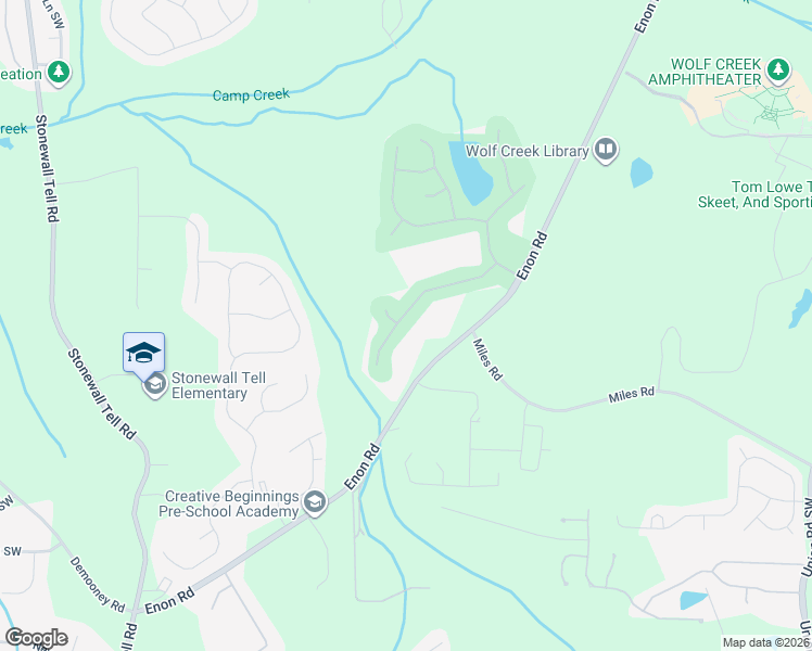 map of restaurants, bars, coffee shops, grocery stores, and more near 3284 Wolf Club Lane Southwest in Atlanta