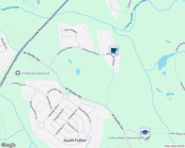 map of restaurants, bars, coffee shops, grocery stores, and more near 2970 Oxford Road in Atlanta