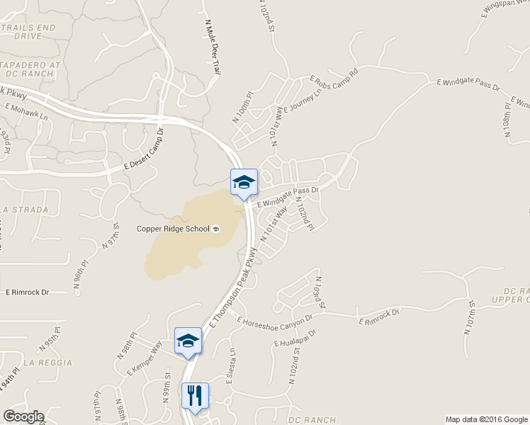 map of restaurants, bars, coffee shops, grocery stores, and more near 19997 North 101st Place in Scottsdale