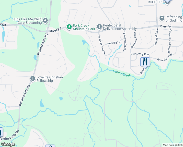 map of restaurants, bars, coffee shops, grocery stores, and more near 2923 River Hill Ln in Decatur