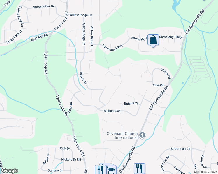 map of restaurants, bars, coffee shops, grocery stores, and more near 5553 San Marcos Drive in Dixiana