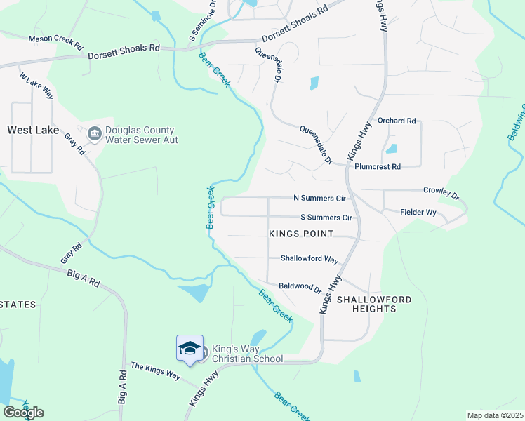 map of restaurants, bars, coffee shops, grocery stores, and more near 6325 South Summers Circle in Douglasville