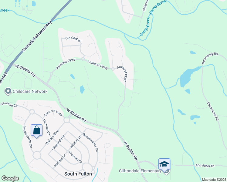 map of restaurants, bars, coffee shops, grocery stores, and more near 260 Redding Ridge in Atlanta