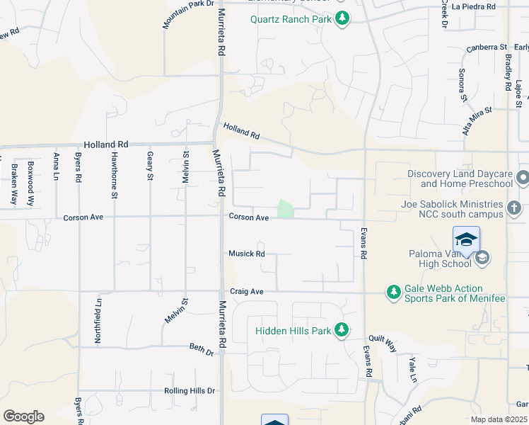 map of restaurants, bars, coffee shops, grocery stores, and more near 26149 Sierra Sky Street in Menifee