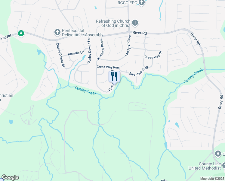 map of restaurants, bars, coffee shops, grocery stores, and more near 3999 Riverside Parkway in Decatur