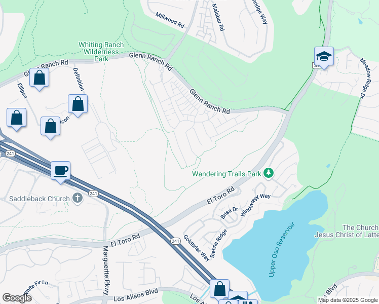 map of restaurants, bars, coffee shops, grocery stores, and more near 1675 Sonora Creek Lane in Lake Forest
