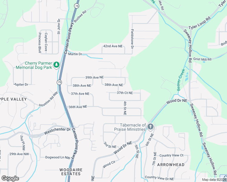 map of restaurants, bars, coffee shops, grocery stores, and more near 316 37th Court Northeast in Center Point