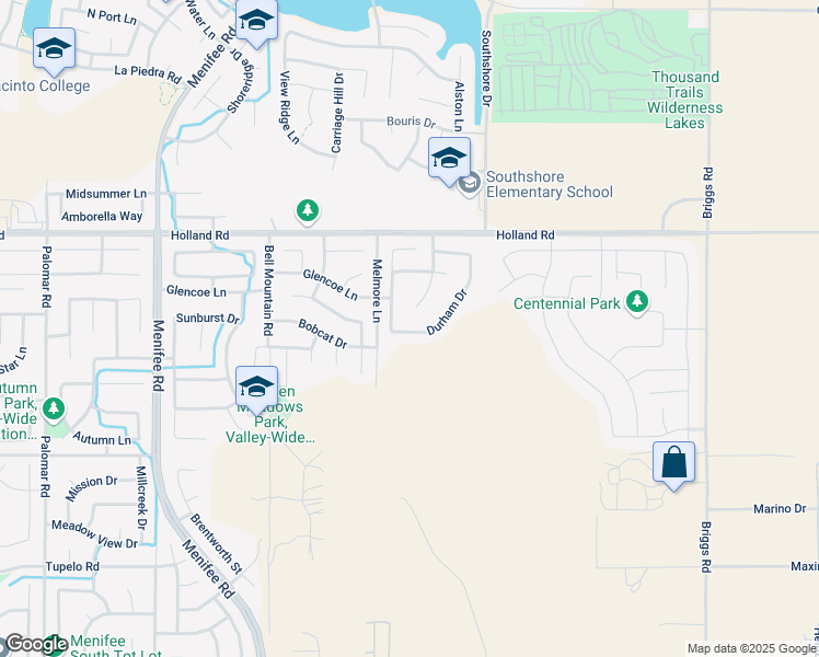 map of restaurants, bars, coffee shops, grocery stores, and more near 31221 Durham Drive in Menifee