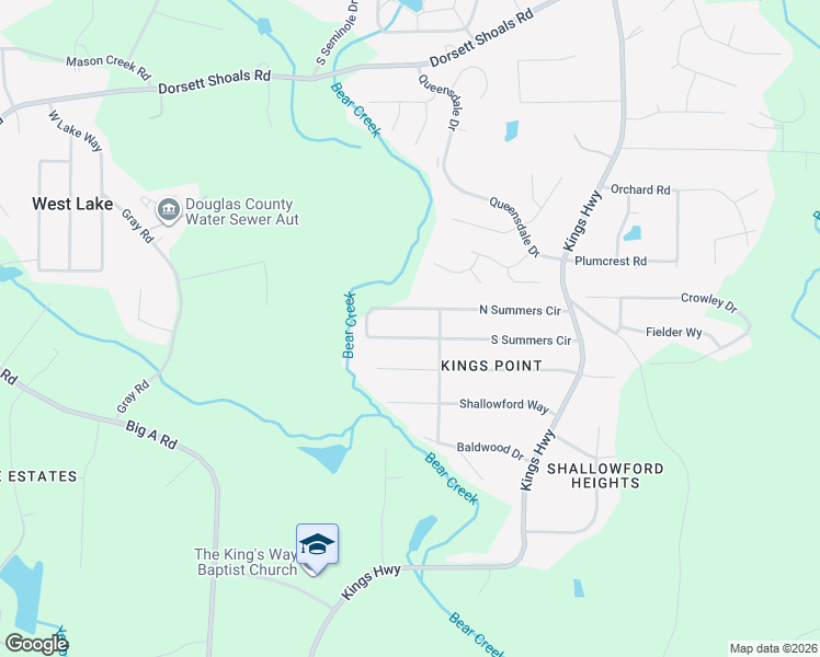map of restaurants, bars, coffee shops, grocery stores, and more near 6353 South Summers Circle in Douglasville