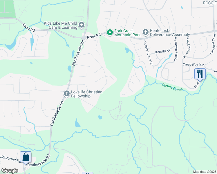 map of restaurants, bars, coffee shops, grocery stores, and more near 2898 Cedar Trace Drive in Ellenwood