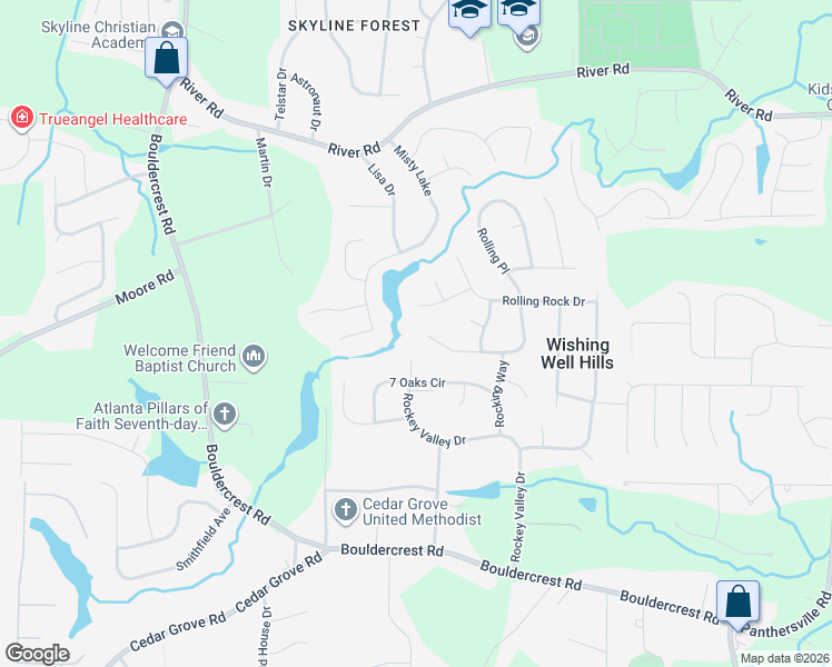 map of restaurants, bars, coffee shops, grocery stores, and more near 4014 Rolling Place in Conley