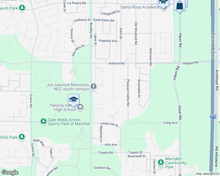 map of restaurants, bars, coffee shops, grocery stores, and more near 31221 Saddleback Lane in Menifee