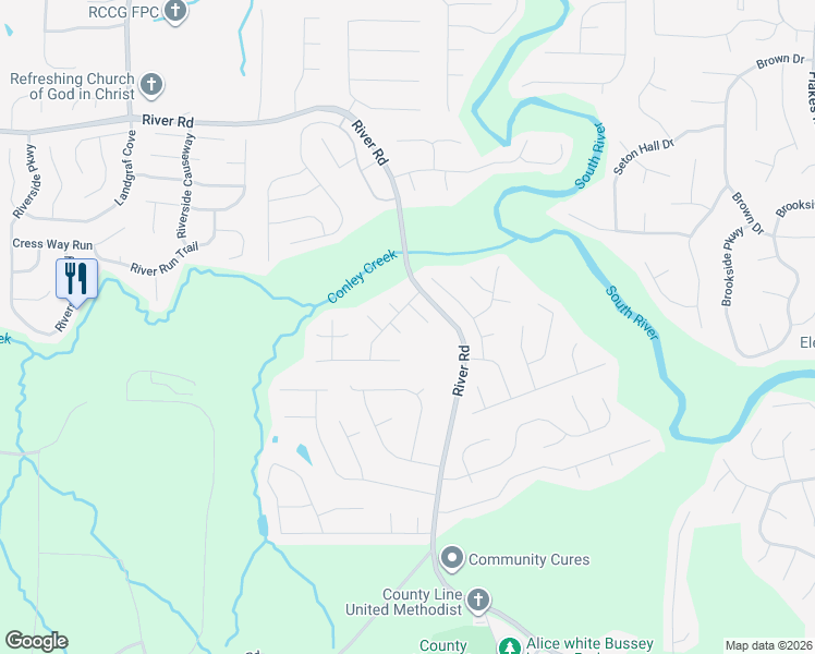 map of restaurants, bars, coffee shops, grocery stores, and more near 3510 Poplar Chase Ln in Ellenwood